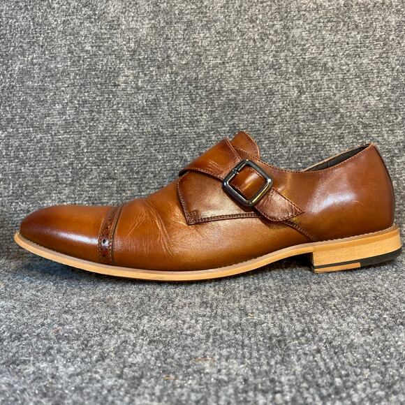 Stacy Adams DESMOND Mens 13 Brown Leather Cap Toe Monk Strap Oxford Dress Shoe